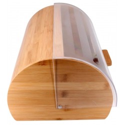 Porta Pão 39x28x19cm Em Bambu Com Tampa Em Acrílico